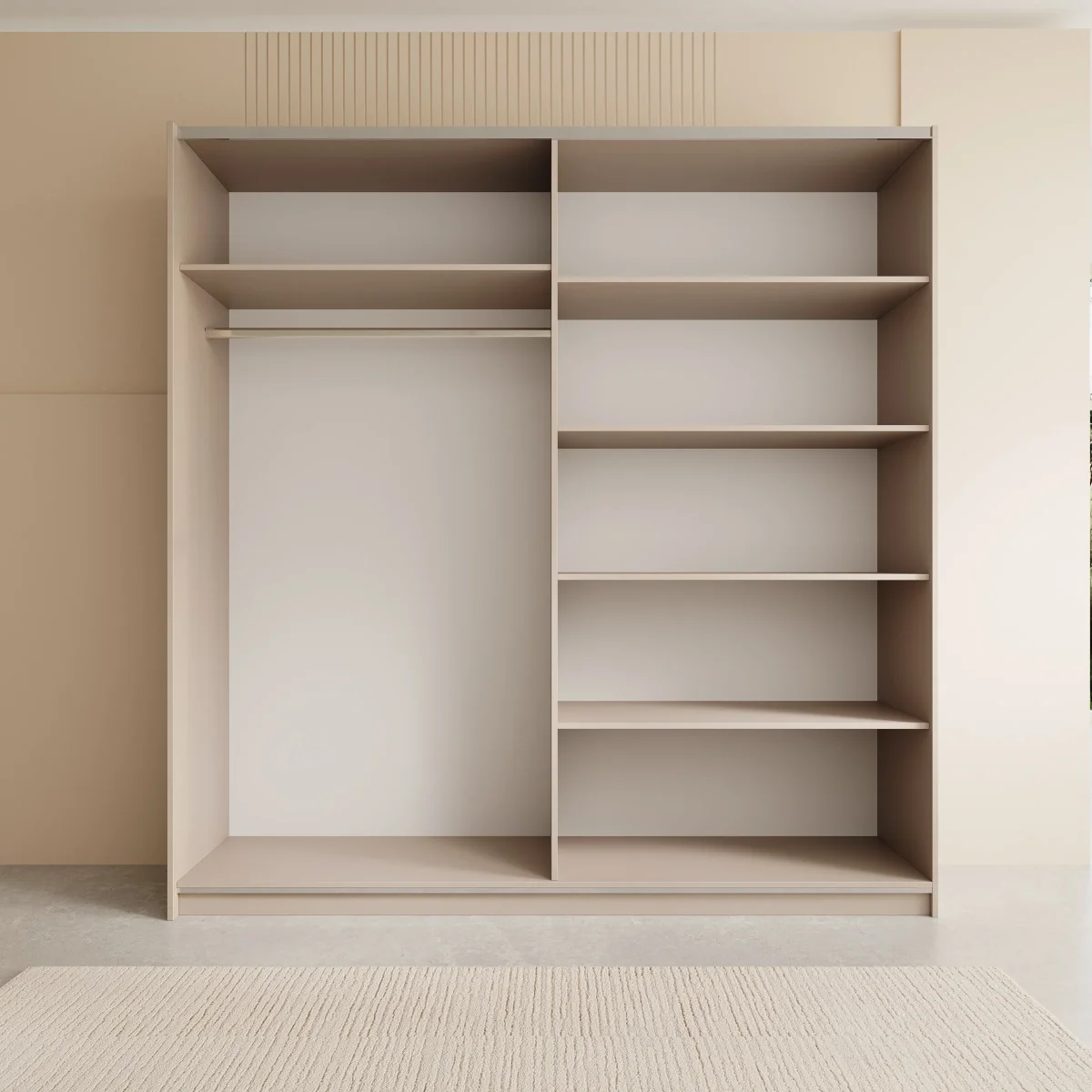 Andros - Kledingkast met schuifdeuren - Beige - 200x58x207 cm - Afbeelding 3