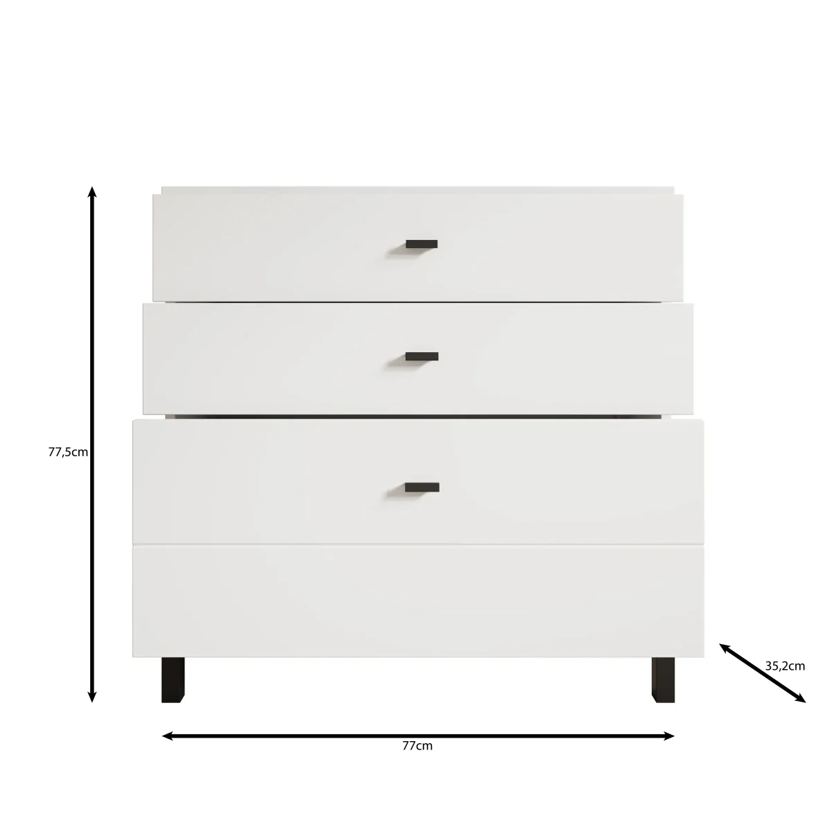 Avellio - Ladekast met 3 lades - Eikenpatroon - 77x35x78 cm - Afbeelding 7