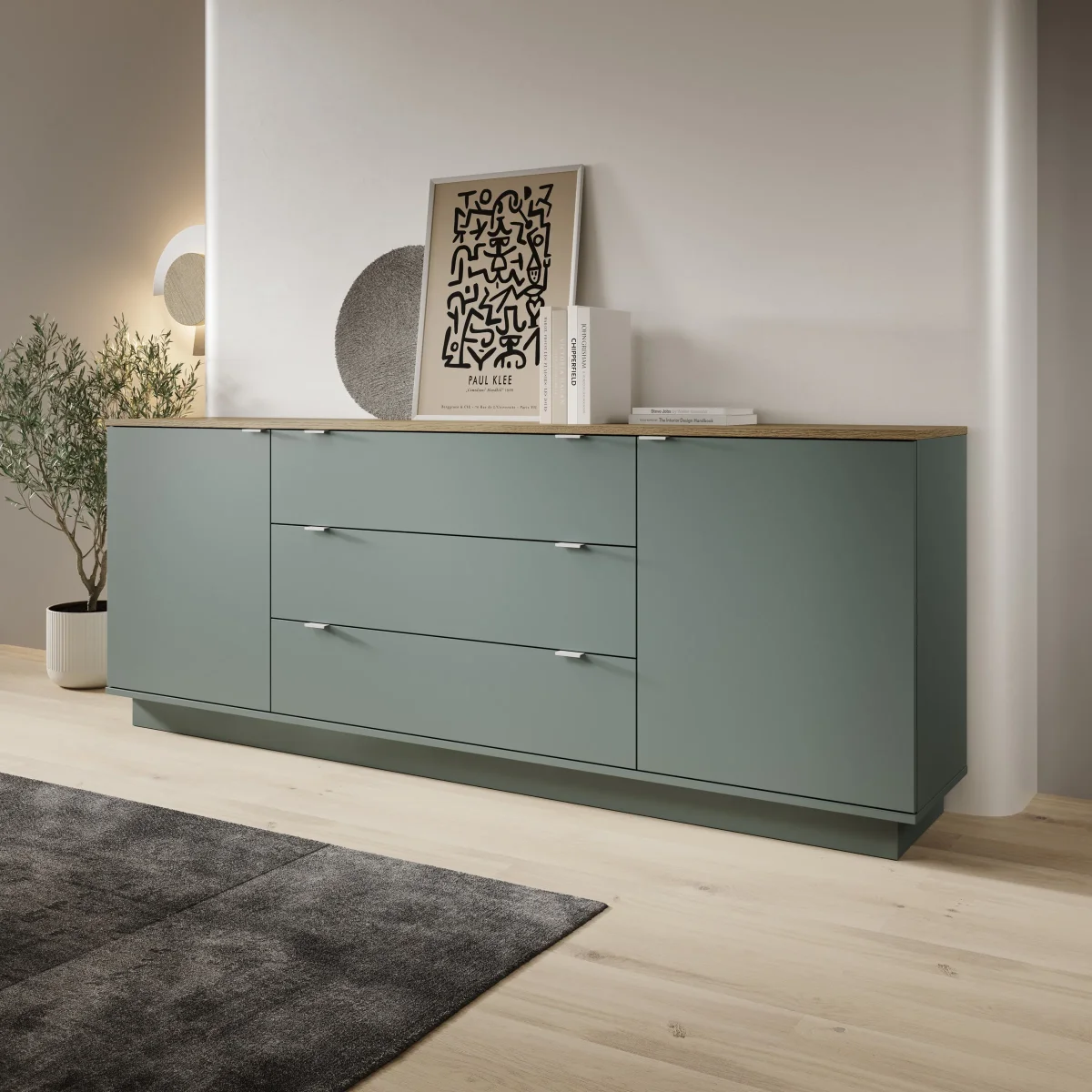 Galeno - Dressoir - Groen - 225x41x86 cm - Afbeelding 2