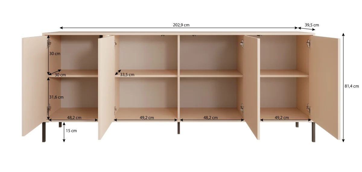 Desert - Dressoir - Beige - 203x40x81 cm - Afbeelding 6