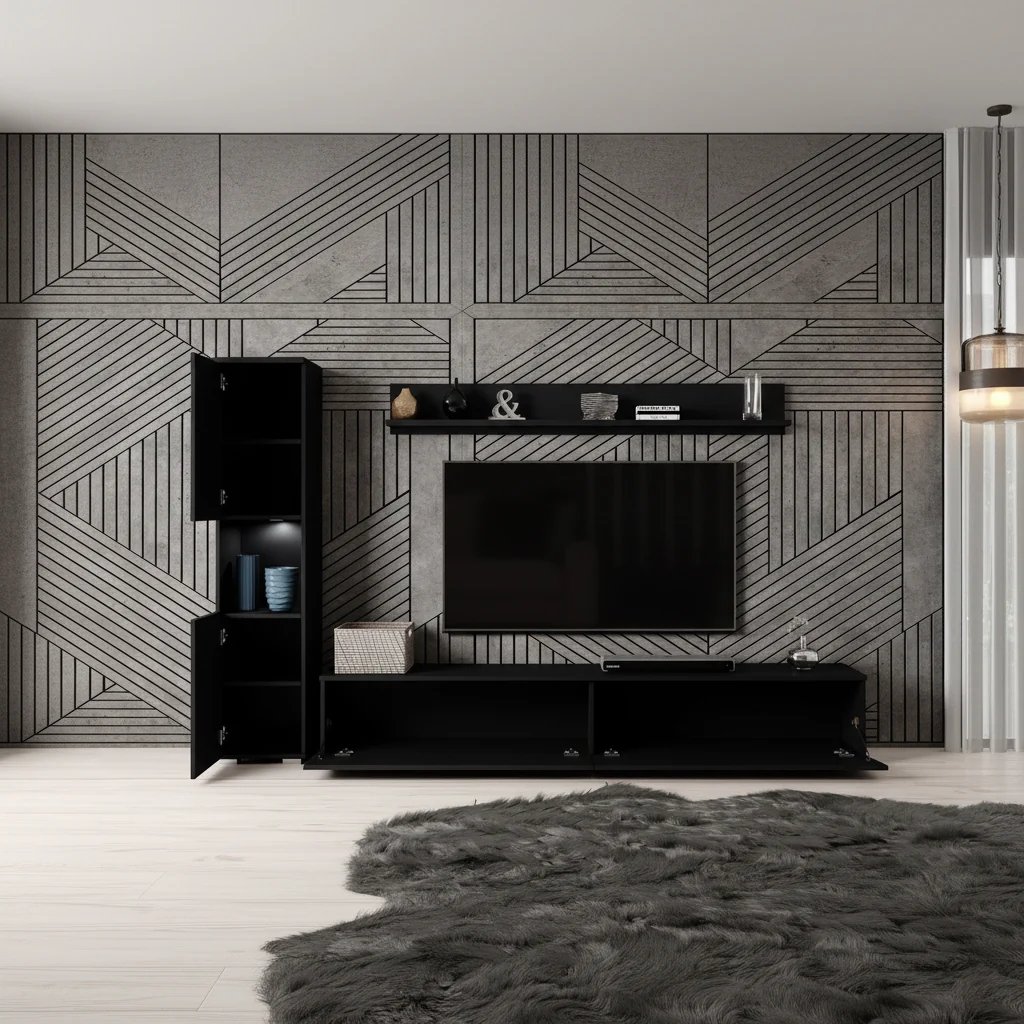 Pure - Wandmeubel - Zwart - 180x33x32 cm - Afbeelding 3